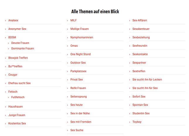 Rubriken auf Erotik24